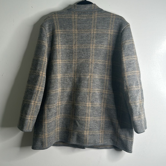 Rena Rowan wool plaid knit cardigan jacket size XlArge gray beige outlander - Picture 5 of 6